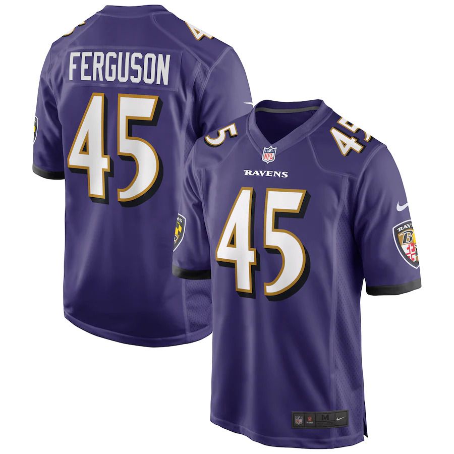 Men Baltimore Ravens 45 Jaylon Ferguson Nike Purple Game NFL Jersey